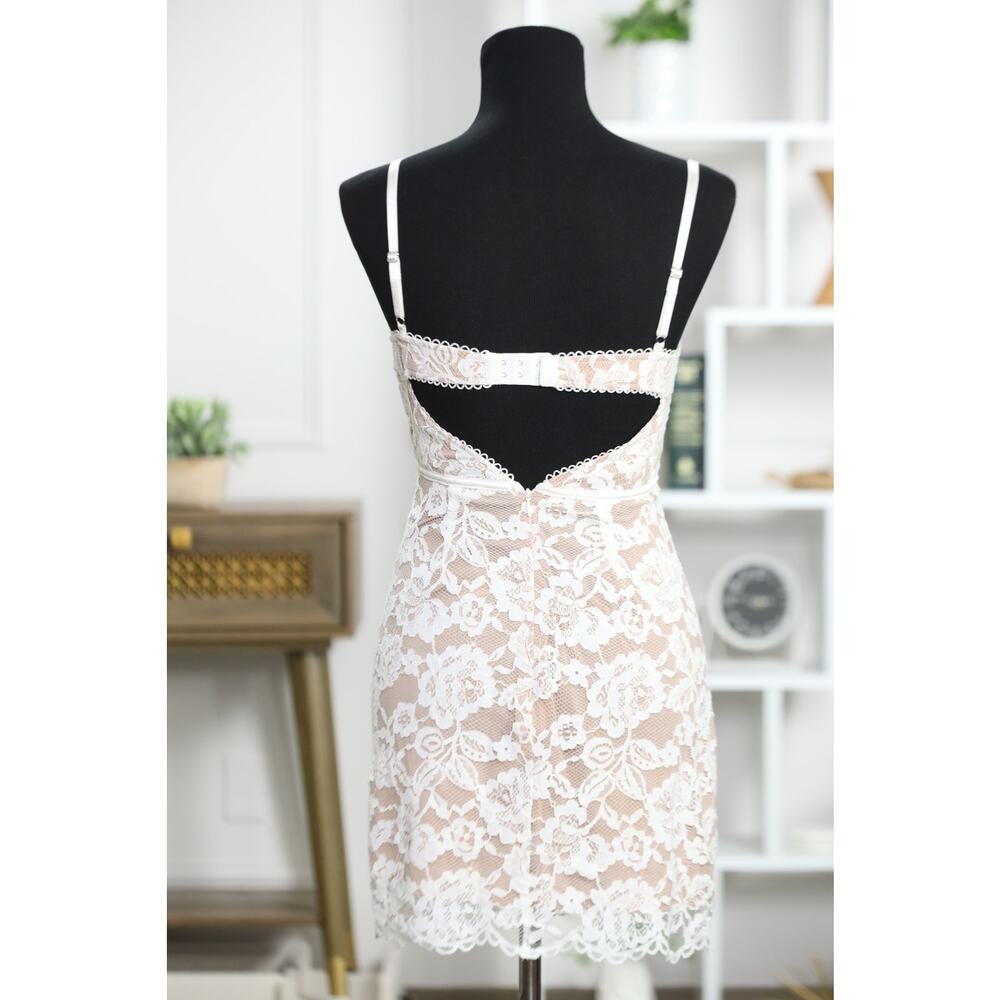 For Love & Lemons Ivory Lace Corset Mini Dress Nude Lining Romantic Bridal New - Picture 6 of 16